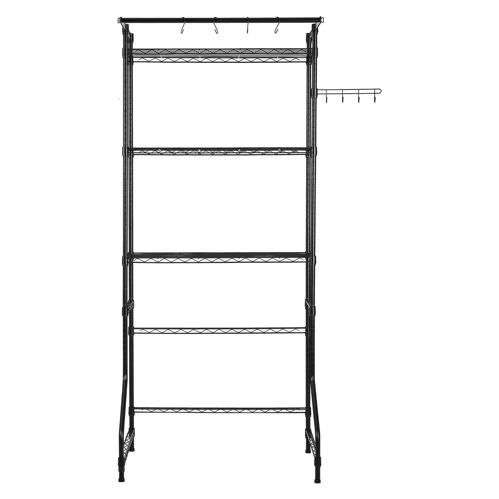Over Washer And Dryer Storage Rack With Hanging Rod And Hooks_voghion.com